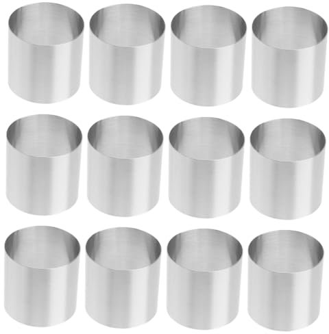 GOOHOCHY Cake Baking Molds 12pcs Stainless Steel Round Mousse Rings High Temperature Resistant Pastry Rings for Kitchen Baking