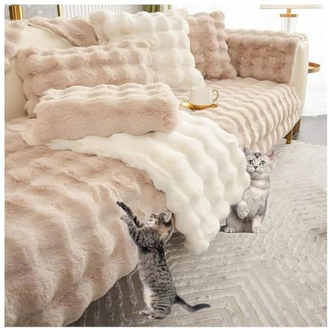 KemNet Kaninchen Plüsch Sofa Überzug L Form 1 2 3 4 sitzer, Moderne schlichtheit Couch abdeckungen, Waschbar Sofaschutz, Sofaüberwurf, Sofa Überwurf,Grau,110x240cm