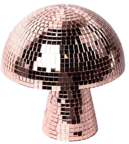 Bola de Discoteca con Forma de Hongo, Efectos Visuales Deslumbrantes, Plástico de Primera Calidad, Reflejos Coloridos, Ideal para Fiestas, Bodas (Oro rosa)