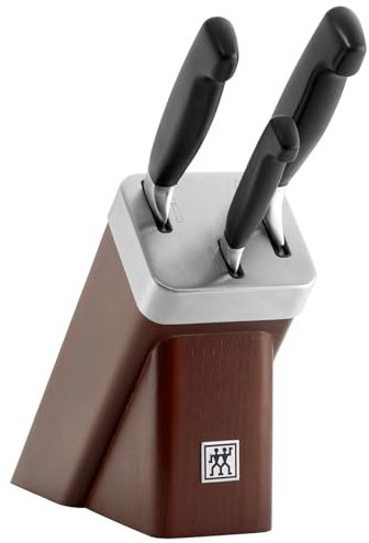 ZWILLING Vier Sterne Selbstschärfender Messerblock, 4-teilig, Messer aus rostfreiem Spezialstahl/Kunststoff-Griff, Braun