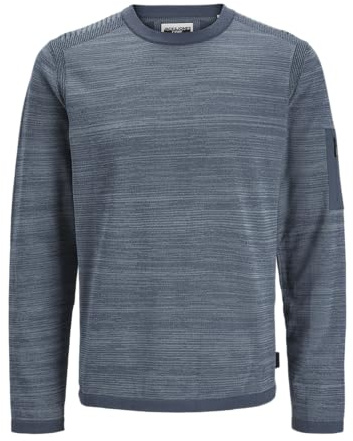 JACK&JONES JCOMACE Knit Crew Neck SMU, Midnight Navy/Dettagli: mélange, L