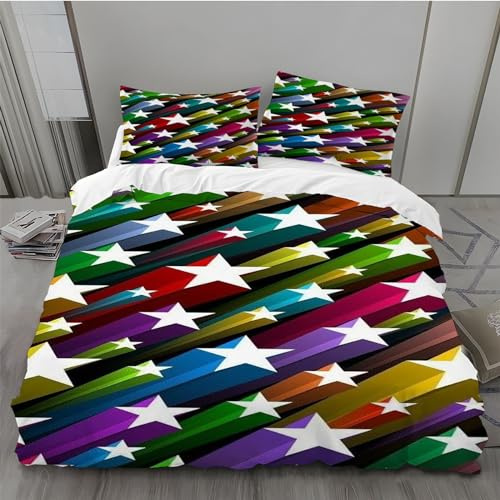 BAIL Housse de Couette 240 x 260 éToile Housse Couette Très Doux Parure de Lit Adulte en Microfibr 2 Taies d'oreiller 65 x 65 cm Convient pour Chambre
