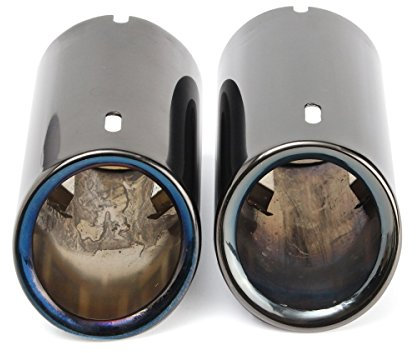 Auspuffblende,Auspuff Endrohr 1Pair-Auto-Schwanz-Auspuff-Pipes Titan Black Fit Verwendung für BMW E90 E92 325 328i 3 Serie 2006-2010 Edelstahl