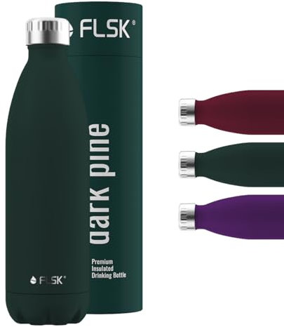 FLSK Trinkflasche – Premium Edelstahl Thermosflasche – 100 % auslaufsicher & kohlensäuregeeignet – hält 24 h kalt & 18 h heiß – BPA-frei (dark pine, 1000 ml)