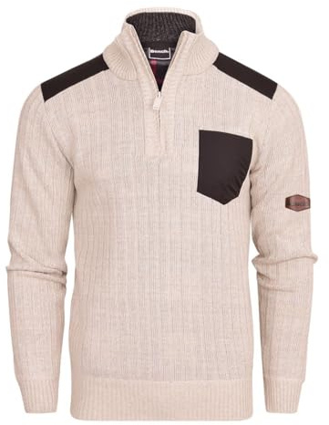 Bench Mens 1/4 Zip Jumper Fleece Lined Warm Winter Pullover Funnel Neck Premium Quarter Zip Sweater Knitwear