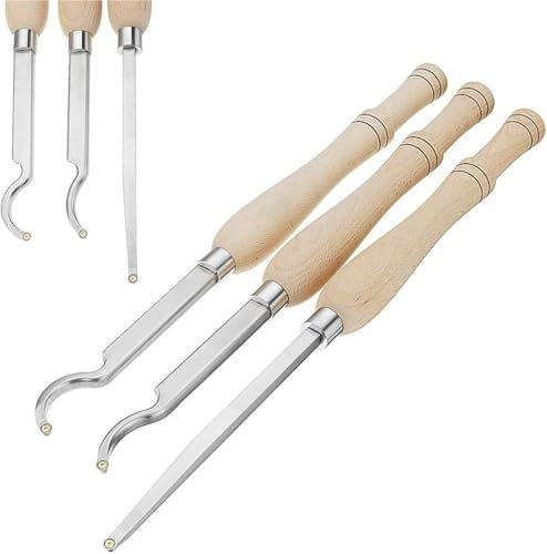 Outils de tournage du bois à pointe creuse en carbure, outil de ciseau de tour avec coupe-insert rond en carbure, grattoir à gouge for amateur de bois ou bricolage ou charpentier, manche en bois dur d