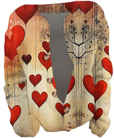 Cardigan maglione di lana aperto con bottone stampato carino donna amore cuore maglione lavorato a maglia top capispalla alla moda cappotto plus size spolverino, Oro rosa, XXL