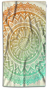 Reisehandtuch Böhmische Ethnische Aztekische Mandala Lotusblume Kreise Duschhandtücher Premium Saunatuch Weich Sporthandtuch Für Wandern Damen Yoga 40X70Cm
