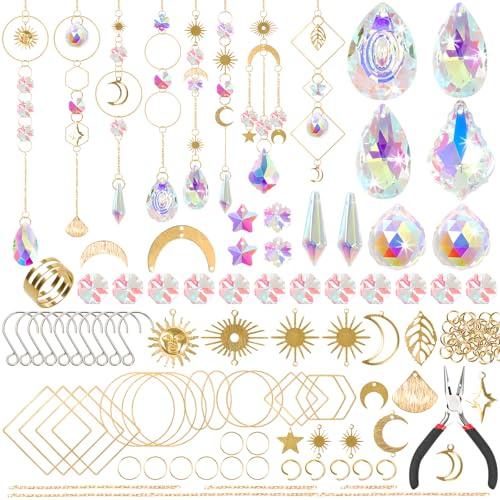 Viicoor Kristall Sonnenfänger DIY Kit 200 Stück, Sonnenfänger Kunst und Handwerk für Erwachsene, DIY Prismenherstellung, Innenfenster Zubehör