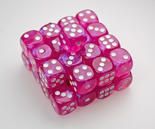Würfelzeit 0423 - Würfel W6 12 mm Cosmoo pink (32 Augenwürfel in Klarsichtbox)