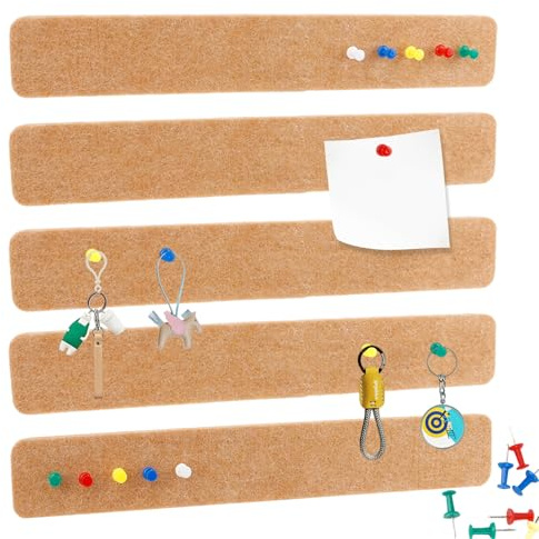 Filz Pinnwand Selbstklebend 35 Pinnnadeln 5 Stück Korkboard Pin Board Büro Küche Wand Dekoration Pinnwand für Kinderzimmer Pinnwands Kork Memo Board,Braun