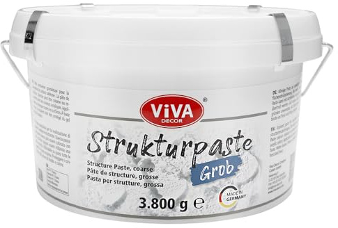 Viva Decor Strukturpaste Grob, 3,8 kg, Weiß, Texture Paste, Struktur-Paste für Acrylmalerei & Leinwand, Spachtelmasse, Impasto Modellierpaste, Flächenspachtelmasse, Künstlerbedarf