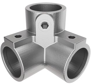GeZu Impex Raccordo Angolare a Tre Vie Ø42mm | Zincato a Caldo Argento 90° Raccordo a Morsetto per Tubi & Connettore d'Angolo