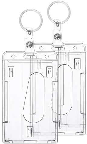 2 Stück Kartenhalter Ausweis Transparent, Kartenhalter mit Schlüsselband, Ausweishalter, ID Card Holder, Vertikale Ausweis-Hüllen für Personalausweis und ID Card