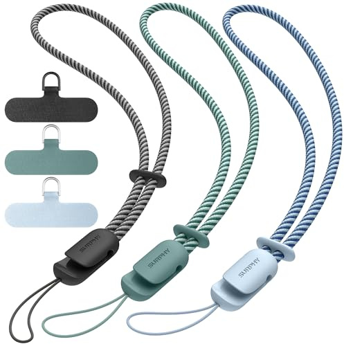 SURPHY 3 Cordón Ajustable Móvil, Correa Muñeca Antirrobo Parche Resistente | Set de Correas de Muñeca con Parche Resistente, Diseño Antirrobo Compatible con Móviles, Cámaras y Dispositivos USB