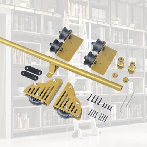 Kanduo Kit binario per scala mobile Kit porta scorrevole rustica in oro con binario for libreria scorrevole for kit ferramenta scorrevole for soppalco interno di casa(4ft/122cm Track Kit)