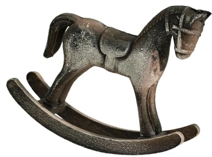 FytStycale Schaukelpferd Statue Dekofigur Holzfigur Tischdekoration Sammlerstück EIN Vielseitiges Und Stilvolles Deko Objekt Aus Holz Als Einweihungsgeschenk, Schwarz