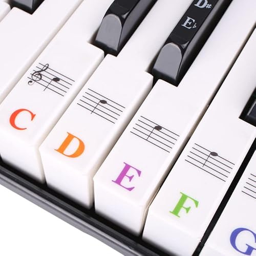 Piano Keyboard Stickers 88/61/54/49/37 Keys, Removable Piano Key Stickers, Note Labels Sticker for Beginners Colourful