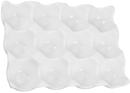 Bandeja de Claro de Color de Cerámica Huevos 12 Rejillas para Nevera | Almacenaje Cocina, Apta para Horno y Microondas, Lavavajillas Diseño Sencillo