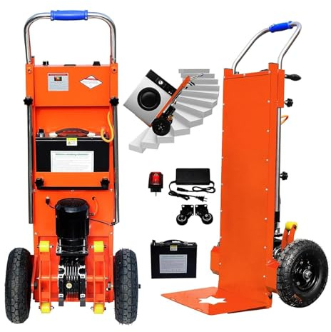 UYSELA Elektrische Sackkarre, Elektrischer Treppensteiger mit Einer Kapazität von 400 Kg, Teleskopsgriff, Abnehmbarer Akku (48 V/72 Ah), Treppen Hoch und Runter mit Gummiketten,C