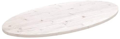 Mandloder Plateau de table blanc 100 x 50 x 2,5 cm, bois de pin massif ovale, pièce de rechange durable pour table basse, bureau, restaurant, café
