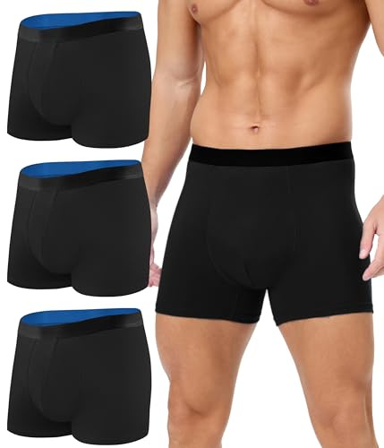 BEENIUBEE Inkontinenz Pants Männer,150ML Saugfähige Waschbare Baumwolle Inkontinenz Boxershorts Herren,Wiederverwendbare Auslaufsichere Unterhosen,Unterwäsche Trunks Herren 3er Pack(Schwarz,L)