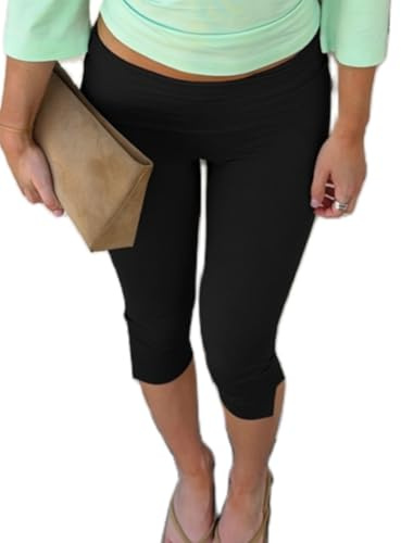 Women Fold Over Capri Leggings Y2K Low Rise Riveted Pants Yoga Crop Bottoms | Studed Stretch Lounge Yoga Active Workout Athletic Cropped Pants Going Out Streetwear