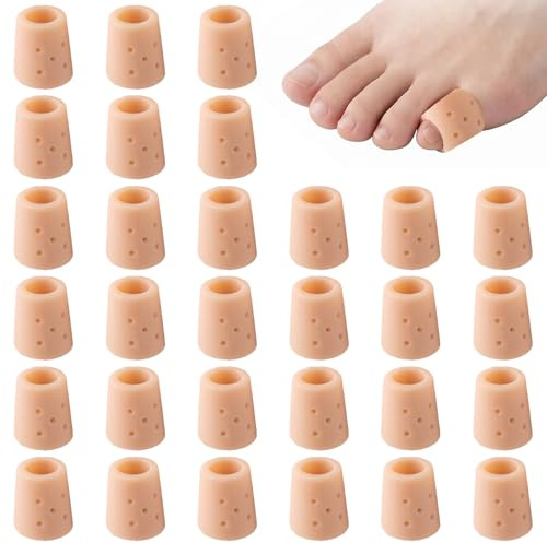 LYQNIHOB 30x fundas de silicona para dedos de pies, Protectores Dedos Pies, almohadillas protectoras de gel suave para dedos de pies, protectores de maíz, almohadillas de tubo para dedos, Tono de piel