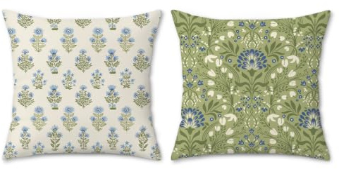 COZZSNUGE Fundas Cojines Verde Azul Flores 45x45cm Terciopelo Juego de 2 | Funda cojín Vintage Boho Plantas. Tejido terciopelo suave y resistente. Perfecto para Jardín, sofá, salón, Dormitorio