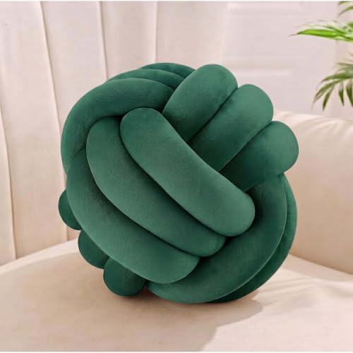Relaxdays Cojín Anudado Decorativo para sofá, Verde Oscuro