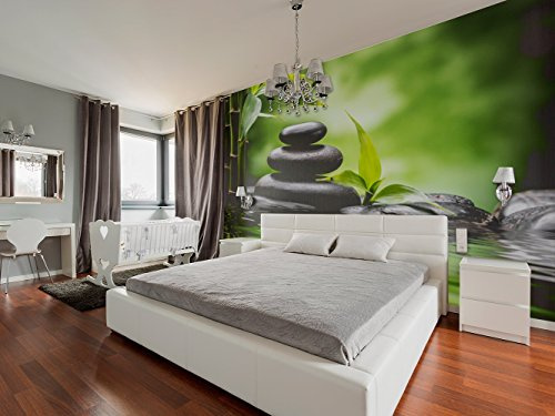 Photo murale en vinyle zen avec pierres de bambou 100 x 70 cm