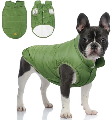 Meioro Hund Warme Jacke Hundebekleidung Gemütliche Jacke Winter Gefüttert Mantel für Hund und Katze Weste für Französische Bulldogge und Mops