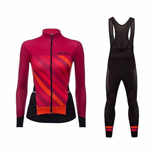 UGLY FROG Mode Damen Winter Fleece Radtrikot Set Fahrrad Trikot Langarm + Radlerhose Thermo Winddicht DEWJK12
