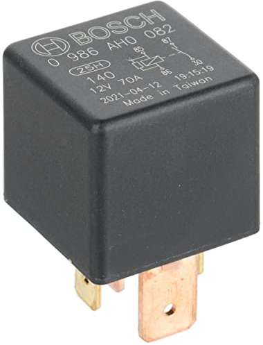 Bosch 0986AH0082 Leistungsrelais 12V 70A, IP5K4, Betriebstemperatur von -40° bis 125°, Schließer-Relais, 4 Pins