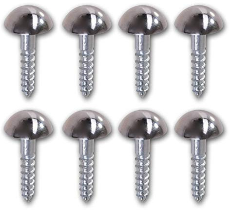 8X Chrome Domed Cap Mirror Screws - 8mm x 1