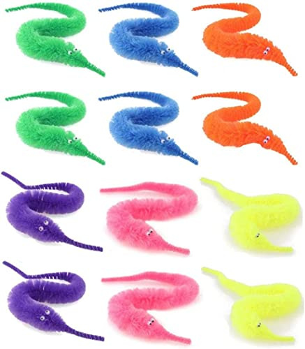 EPRHY Plüsch-Spielzeug Magic Twisty Fuzzy Worm Wackeln Moving Sea Horse Trick Toy 12 Stück