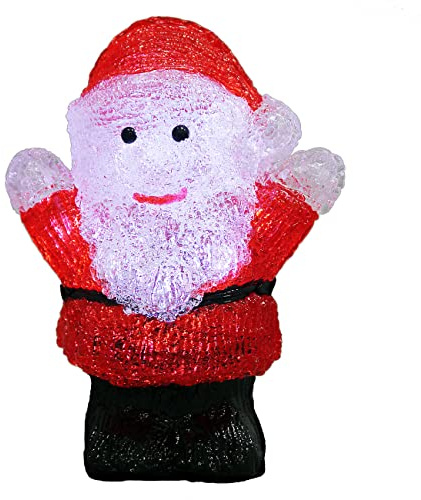 DEUBA® Weihnachtsdeko LED Acryl Figur Weihnachtsmann 18cm Weihnachten Innen Batterie Beleuchtet Weihnachtsbeleuchtung Deko Weihnachtsfiguren Kaltweiß
