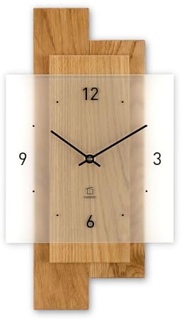 Natuhr Funkuhr Wanduhr Holz Eichwald Massivholz Eiche Mineralglas (Eiche geölt Funk)