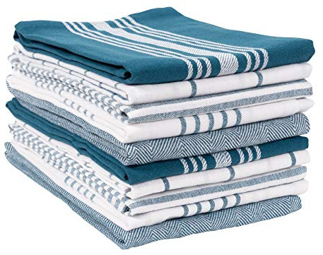 KAF Home Soho Kitchen Dish Towels - Set of 10, 18 x 28 Inch (Teal)