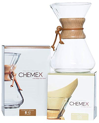 Chemex Bundle - 10-Cup Classic Series - 100 ct Square Filters - Exclusive Packaging