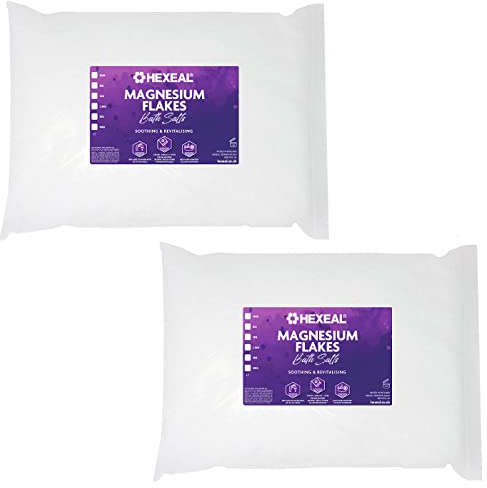 Hexeal Magnesium Flakes 2 x 5kg Bags - Bathing, Gardening & Beauty | 10kg - Soothe Muscles, Joints & Aches, Promoting Relaxation