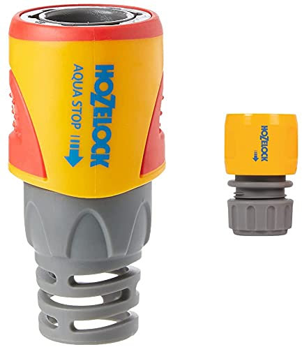 Hozelock 2055 0000 AquaStop Connector Plus (12.5mm & 15mm) & 2166P9000 Hose end Connector (12.5mm & 15mm), Grey