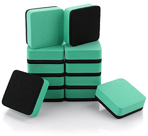 cobee Magnetischer Whiteboard Schwamm, 12 STÜCKE Mini Whiteboard Radierer mit dickem Filzpad Trockenlöscher Tafelreiniger Wischer zum Reinigen von trocken abwischbaren Tafeln geeignet (Grün)