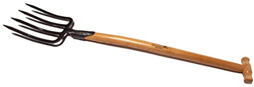 Spatengabel mit Federdülle (Lanzenzinken) und Eschen-T-Stiel 280x180 mm, 4 Zinken