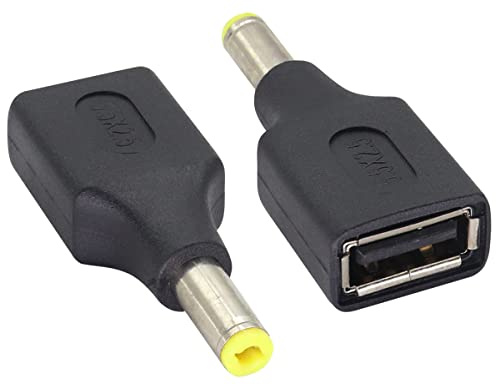 AAOTOKK (2-Pack) DC 5.5×2.5mm to USB Adapter Plug Power Converter USB 2.0 A Male to DC 5.5×2.5mm Male Barrel Socket DC Power Cable Connector for 5V DC or USB Charging Device(F/5.5×2.5MM)