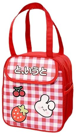 Orvila Bolsa de almuerzo Kawaii, bonita bolsa de transporte para el almuerzo Bento de dibujos animados, bolsa térmica térmica con bolsillos asas duraderas, lonchera japonesa reutilizable aislada