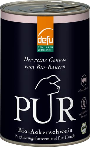 defu Hundefutter | 12 x 400 g | PUR Bio Ackerschwein | Premium Bio Nassfutter | Ergänzungsfuttermittel für Hunde
