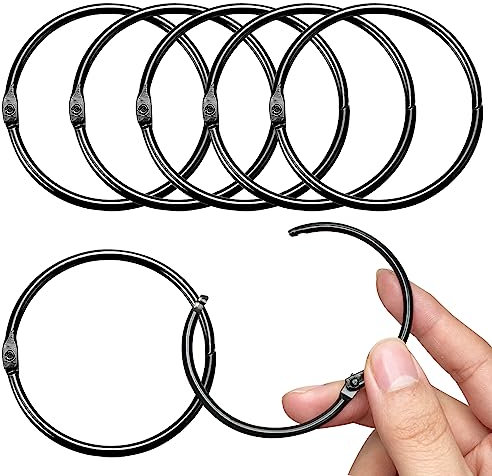 20 Stück gardinenringe zum öffnen,50mm Gardinenringe Vorhangringe,Rundringe Vorhang Clips Duschvorhang Metallklammern für Vorhänge und Gardinenstangen（schwarz）