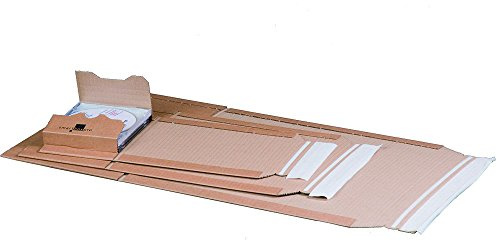 karton-billiger | Universalverpackung Buchverpackung Wickelverpackung Buch Verpackung selbstklebend Aufreißfaden Wellpappe braun | 11 versch. Größen (B5-274 x 185 x 80mm, 25)