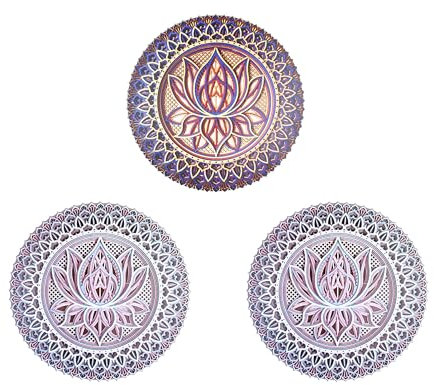 Happilax Mandala flower yoga wall decora_set of 3 Livero Mandala Wanddeko, metal, diseño único mejora la atmósfera, acabado y embalado, color marrón